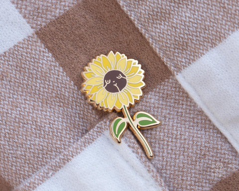 Sunflower Enamel Pin Feminist Art- Sun Flower Illustrated Original Art Plant Gardeners Florist Fall Flowers Original Artwork