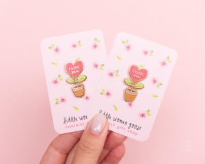 I Like You Enamel Pin- Cute Red Heart Plant Design, Self- Love, Self- Affirmation, Words of Positivity, Gifts for Her, Gift for BFF